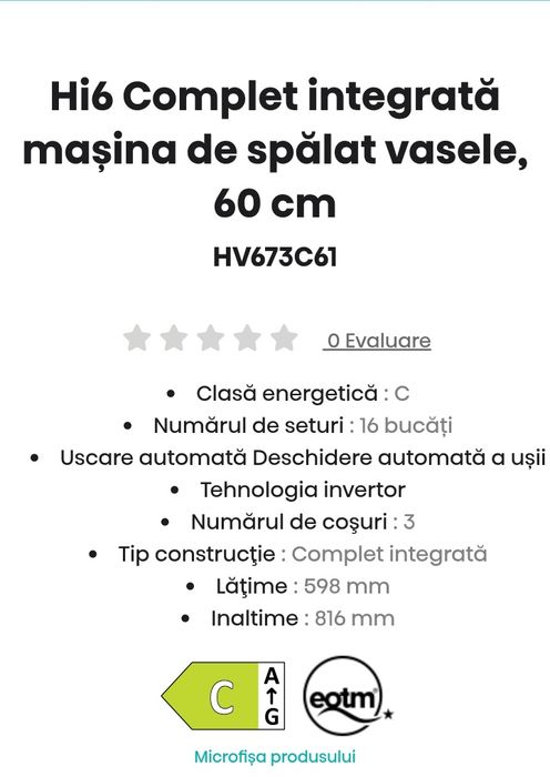 Masina de spalat vase folosit 2 luni defect