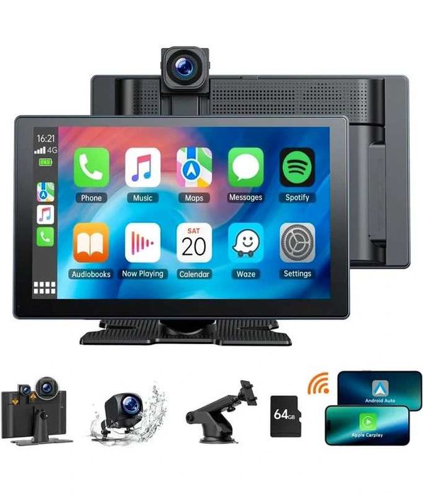 Navigatie auto multimedia 9inch cu camere, Apple Carplay Android Auto, senzor G, Mirror Link