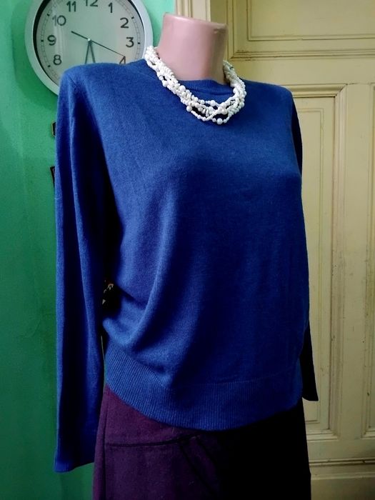 Pulover matase si lana , albastru cerneala