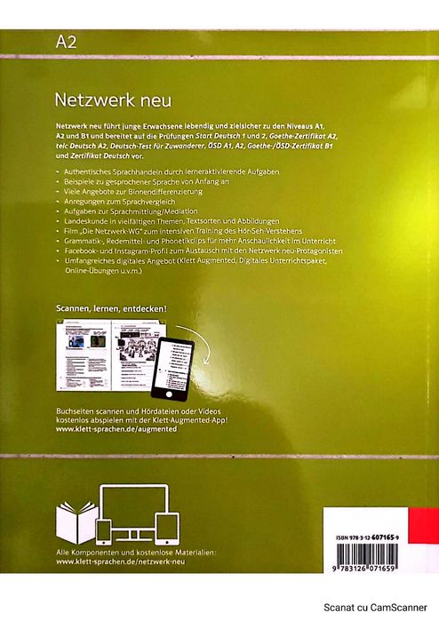 Vând patru cărți noi, în germană, Netzwerk A2, B1 Kursbuch Arbeitsbuch