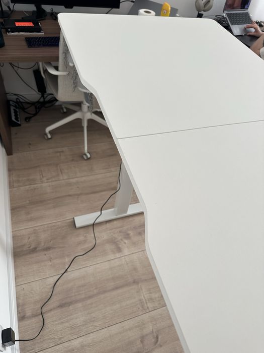 Birou ergonomic reglabil electric cu blat Alb 120X60 cm