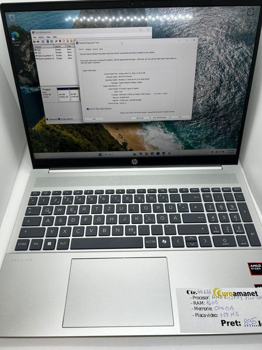 Laptop HP Pavilion 16, 16 inch AMD Ryzen 5 8540U 16gb ram 512gb -D-