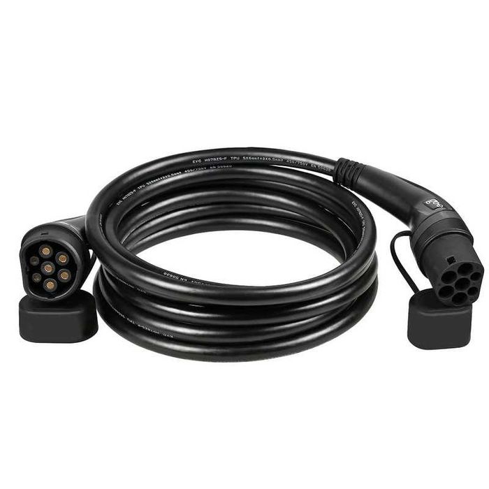 GO-E Кабел за зарядна станция | Тип 2 - Тип 2 | 22 kW | 5 метра |черен