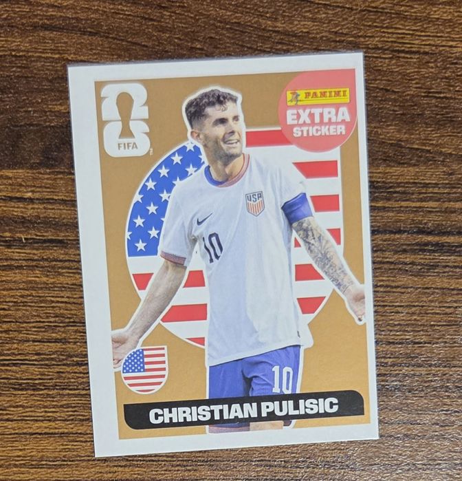 Cartonaș FIFA World cup 2026 Extra Sticker Gold cu Christian Pulisic