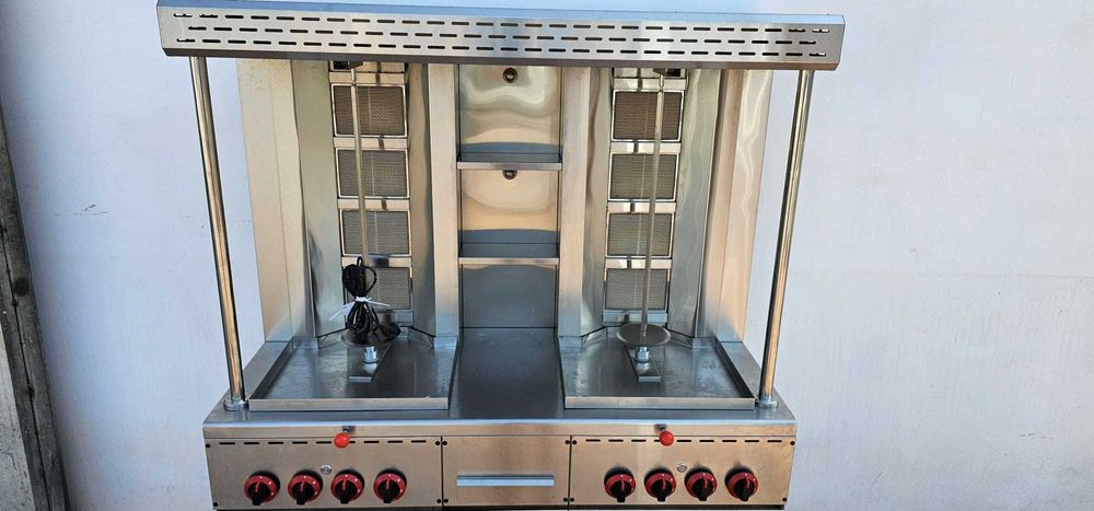 REDUCERE Aparat shaorma dublu gaz 4 arzatoare dulap- Transport Gratuit