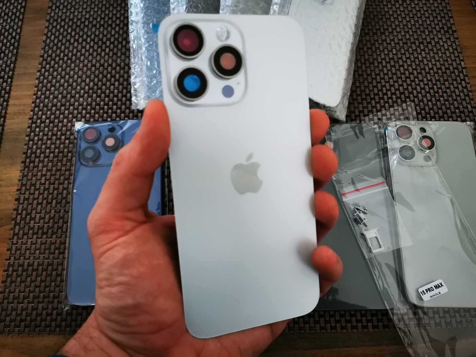 Carcasa noua recarosare iPhone 15 PRO / MAX rama metal spate sasiu
