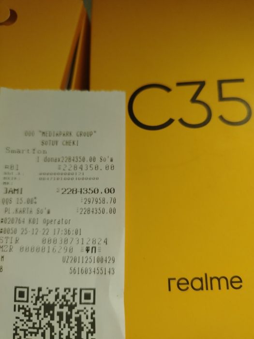 Realme C35 128 talik xotira 50 MP kamera