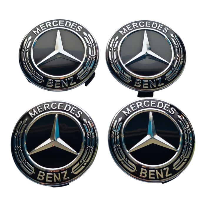 75мм Капачки за джанти за Мерцедес Mercedes-Benz - ЧЕРНИ с надпис