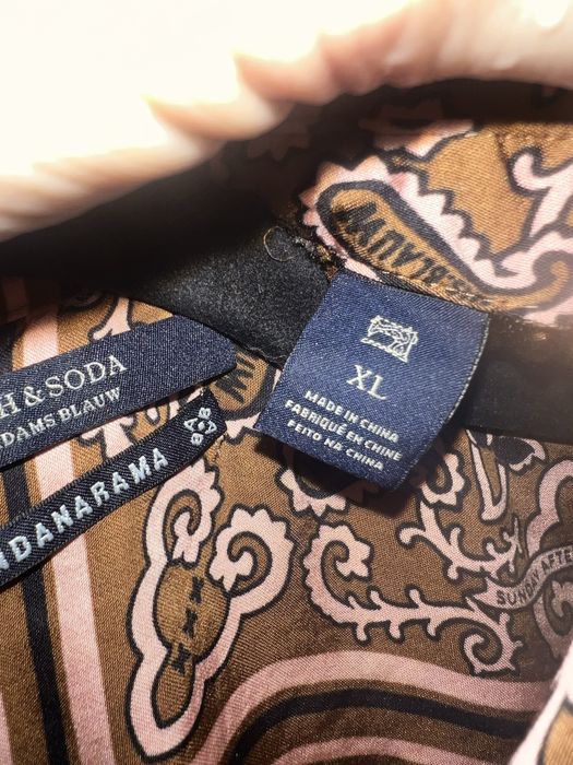 Maison scotch риза в кафяво и розово