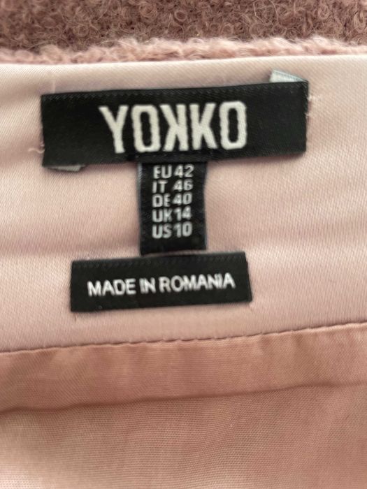 Costum 2 piese din lână, Yokko, de iarnă, elegant, roz/mov