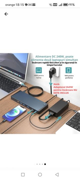 Docking Station USB-C 17-in-1 DisplayLink 2x HDMI 2x DP 4K Thunderbolt
