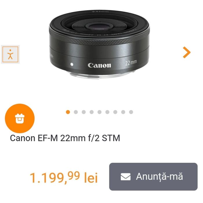 Obiectiv Canon EF-M 22mm f/2 STM putin folosit