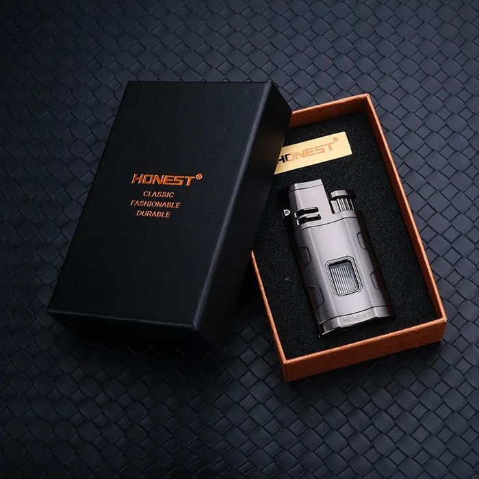 Луксозна запалка за пури с троен джет Honest ( 4 цвята )