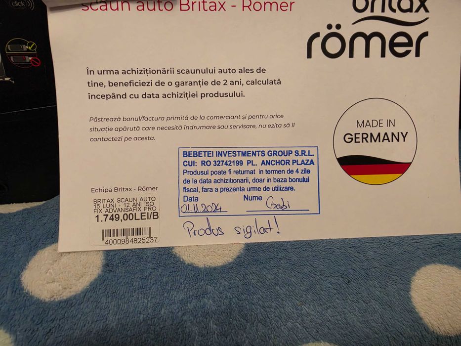 Scaun auto pentru copii Britax Romer