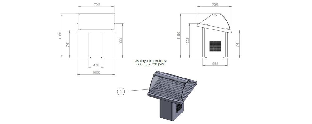 Vitrina refrigerare peste / 100 cm / INOX / NOU