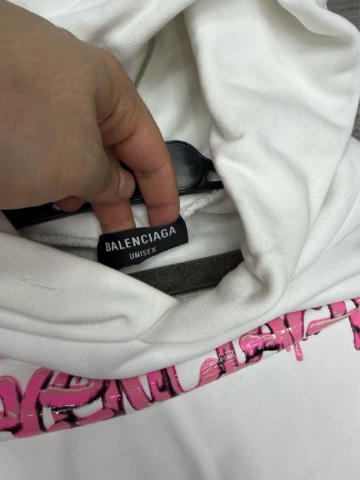 Balenciaga Dripped Pink Logo Hoodie marimea S