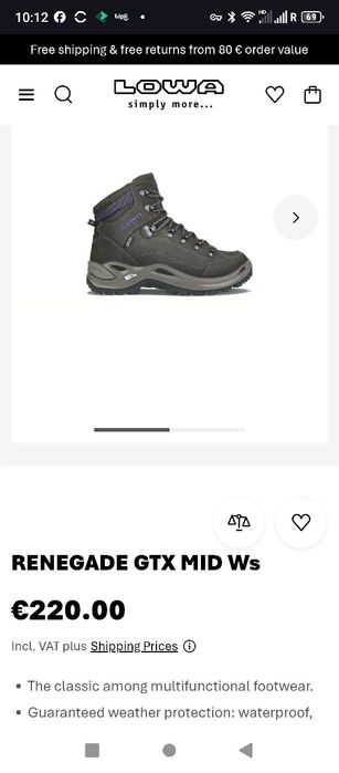 Ghete munte 44.5 Lowa Renegate GTX Miid Gore-Tex. Echipament munte.