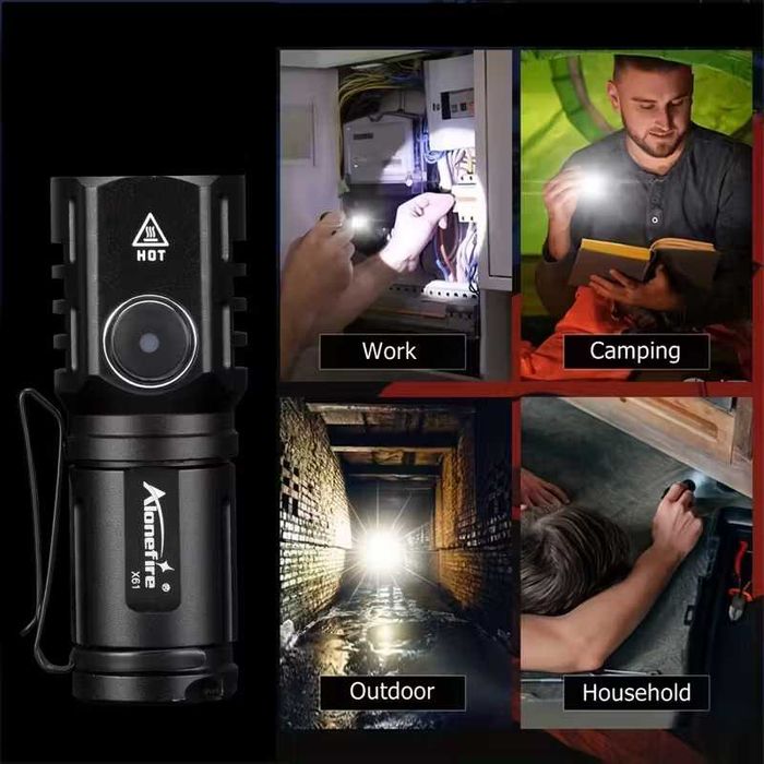 Компактен и силен фенер 6000К USB Type C