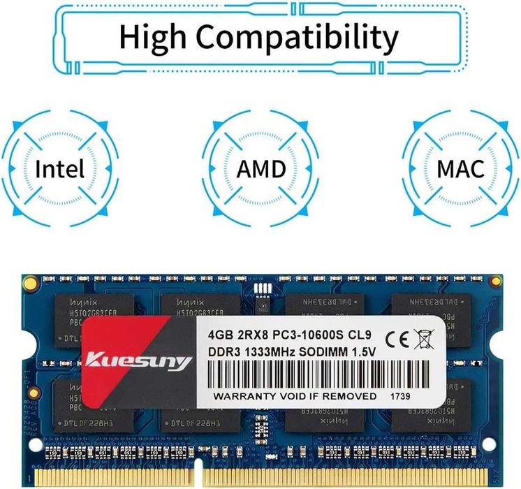 Kuesuny 4GB DDR3 1333MHz RAM за лаптоп SODIMM 204 пина