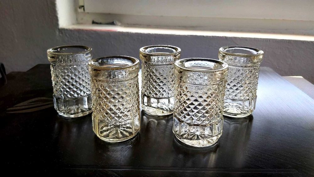 Комплект (5) винтидж чаши за шот от български кристал + 5 бр = 10бр