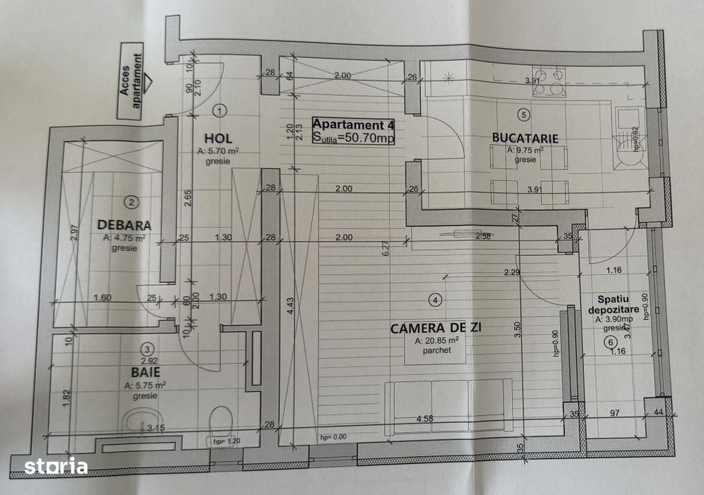Apartament spatios, decomandat, 51 mp, parter - Chisoda