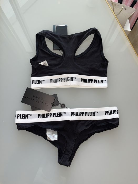 Сет сутиен топ бельо бикини филип плейн черен philipp plein pp
