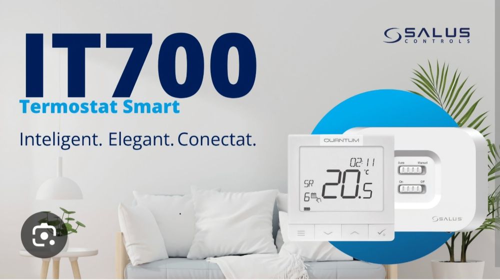 Termostat inteligent Salus IT700, Wi-Fi, acumulator integrat, afisaj LCD