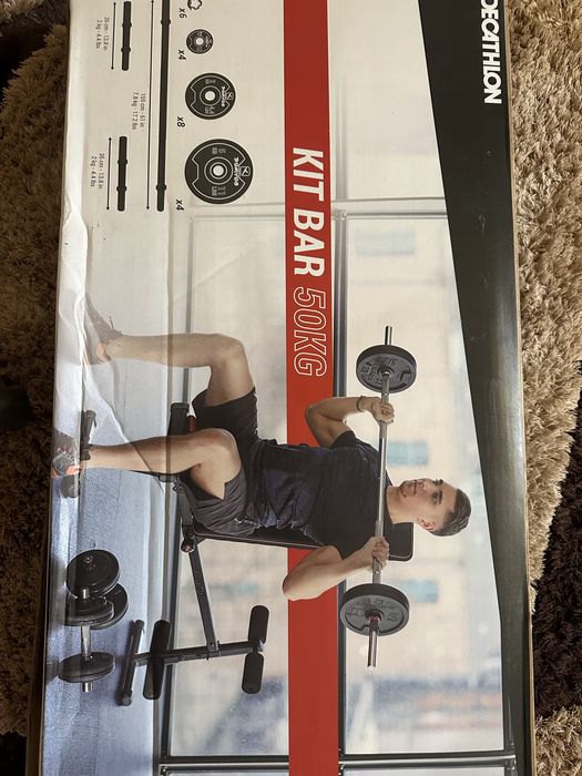 Set gantere și bară bodybuilding 50 kg