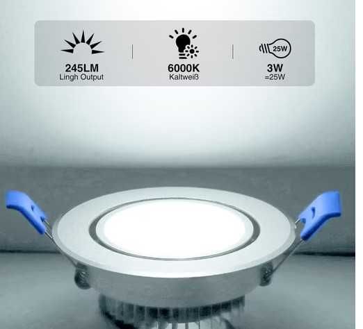 Set de 5 de spoturi LED încastrate, spot LED rotativ pentru tavan