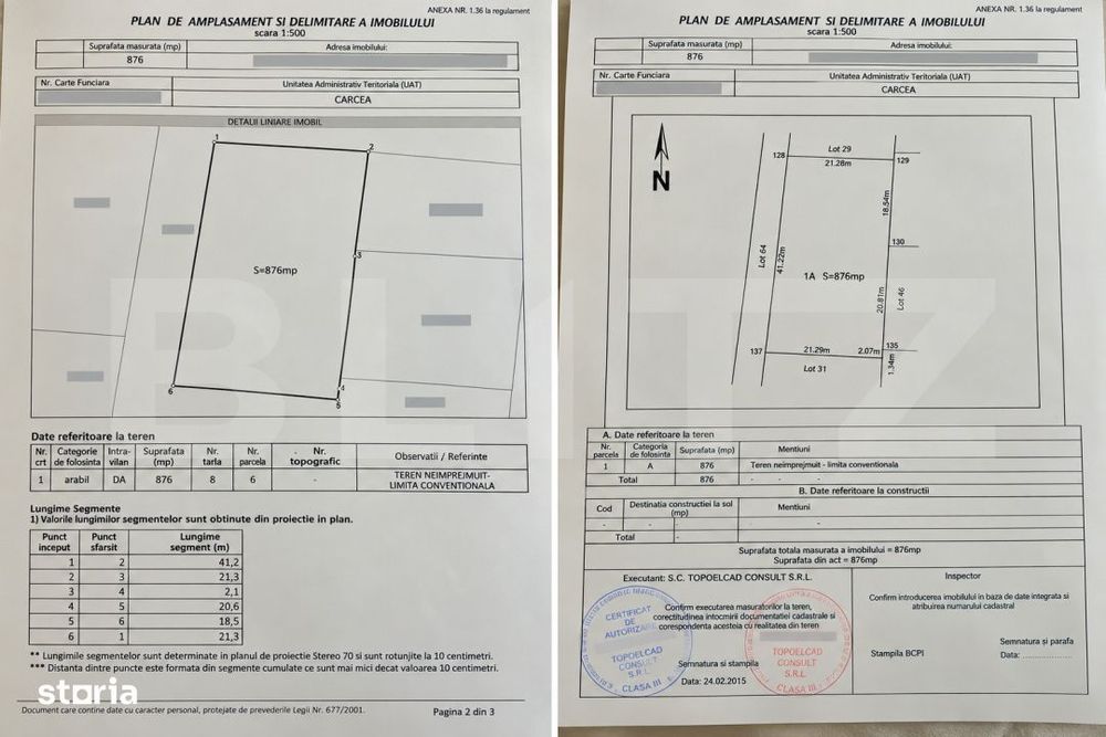 Teren intravilan, 876 mp, zona Carcea