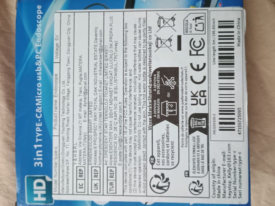 Inskam Y102 USB HD Ендоскоп камера 5.5mm|HARD | 720P | IP67 | 5метра