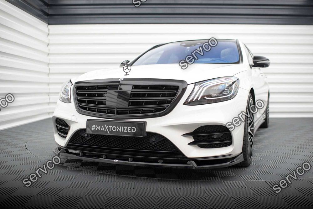 Prelungire splitter lip bara fata Mercedes S Class W222 pachet AMG Line Facelift 2017-2020 v4 - Maxton Design