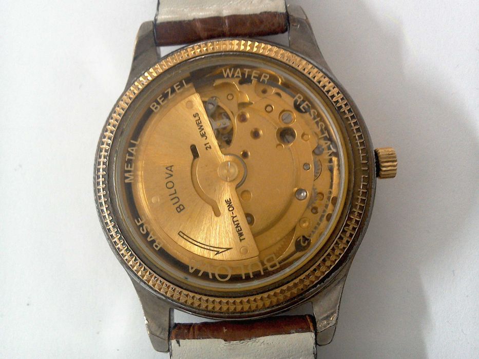 Ceas elvetian automatic BULOVA 21 rubine 37 x 43 mm fc, curea crocodil
