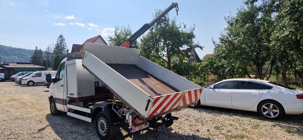 Volkswagen VW Crafter 2.0tdi 3 locuri și ladă basculabila + macara rotativă 2016 AC Posibilitate finanțare prin TBI Bank