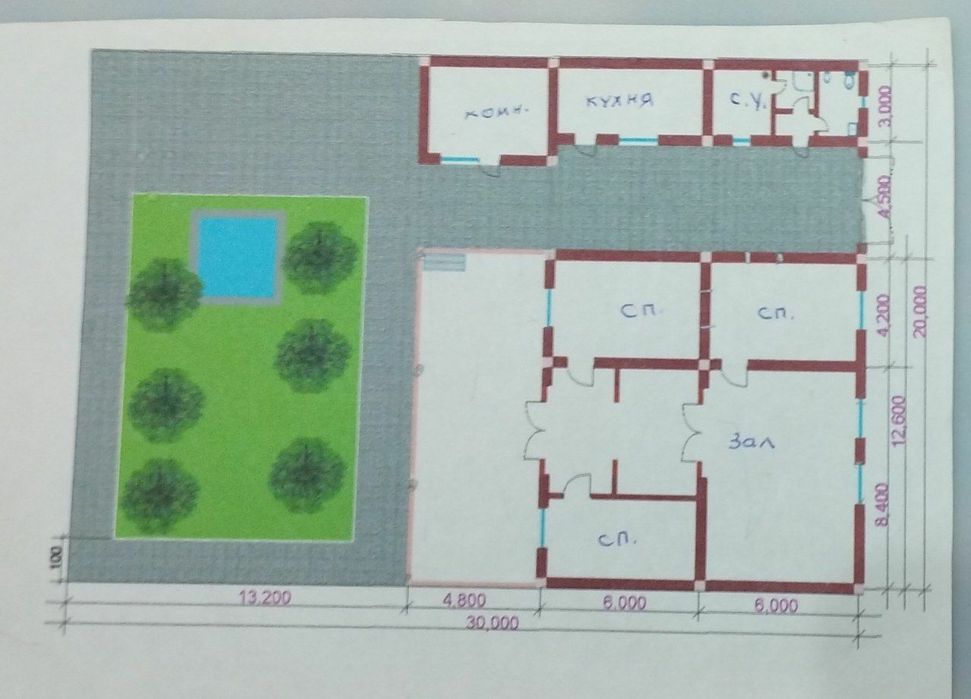 Дом участок готовый к евро ремонту из кирпича и бетонна 6 соток