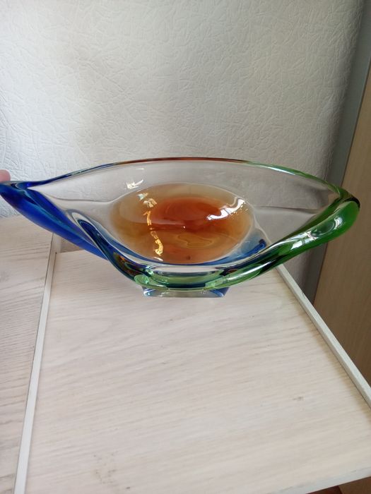 Ваза Лодья Богемия Чехия 70е годы Винтвж