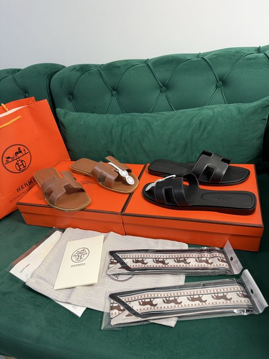 Papuci Hermes piele naturala 100% Full Box colectie noua