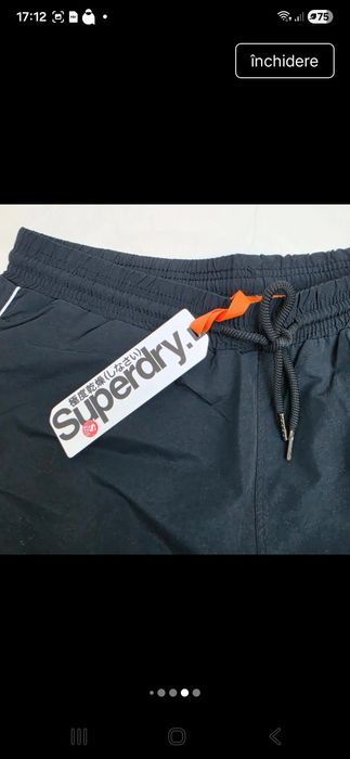 Sort de baie Superdry, negru, S, nou cu eticheta