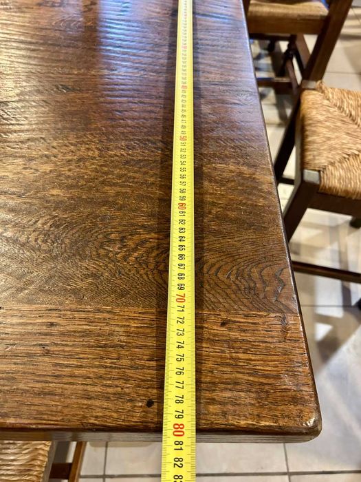 Масивна Дъбова маса + 4 стола  и 2 табуретки Холандия