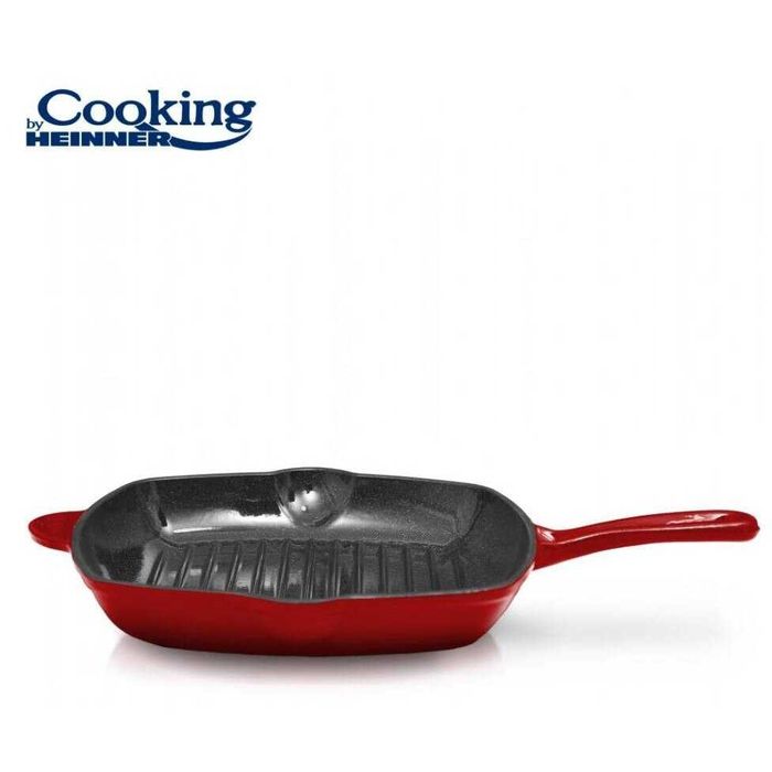 Tigaie Grill Heinner Red Line 26.5x4.5CM din Fonta Emailata Rosu