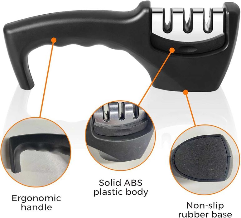 Ascutitor manual de cutite cu 3 trepte pentru otel si ceramica 20x7 cm