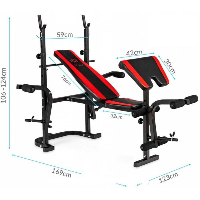 Сгъваема комбинирана лежанка с плот за бицепс и рег. стойка за лост