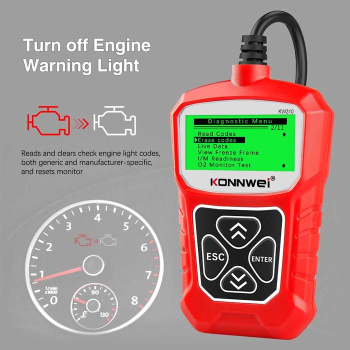 Diagnoza profesionala OBD2 - KONNWEI KW310 - Afisare Erori, Resetari