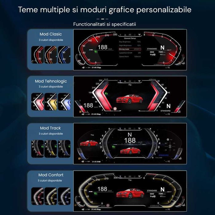 Ceasuri de Bord Digitale, Full HD, Compatibil seriile E/F, Plug&Play