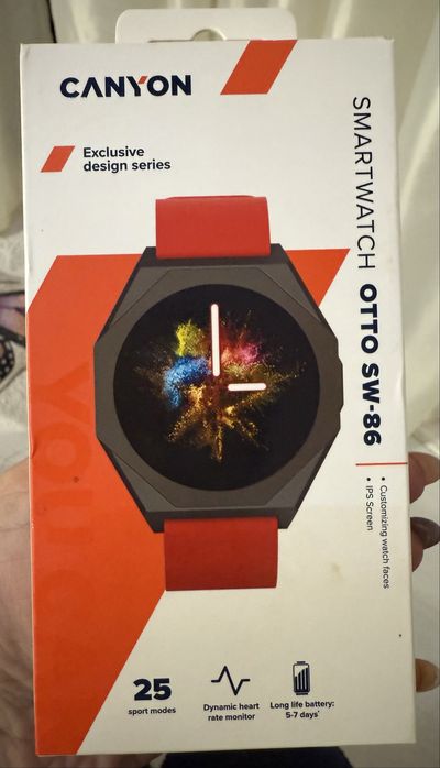Смарт часовник Canyon - Otto SW-86, 45mm, 1.3'', червен