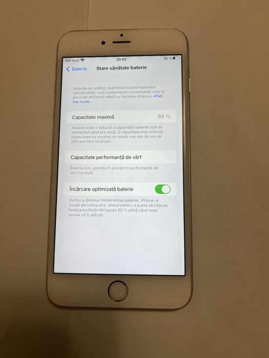 Iphone 6S plus 32 Gb 84% sanatate baterie