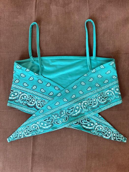 Син кроп топ плажен потник