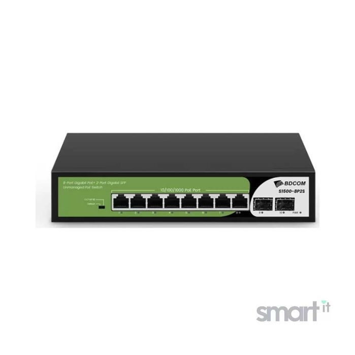 BDCOM S1500-8P2S  90W неуправляемый 8 порта GE PoE, 2-port GE SFP