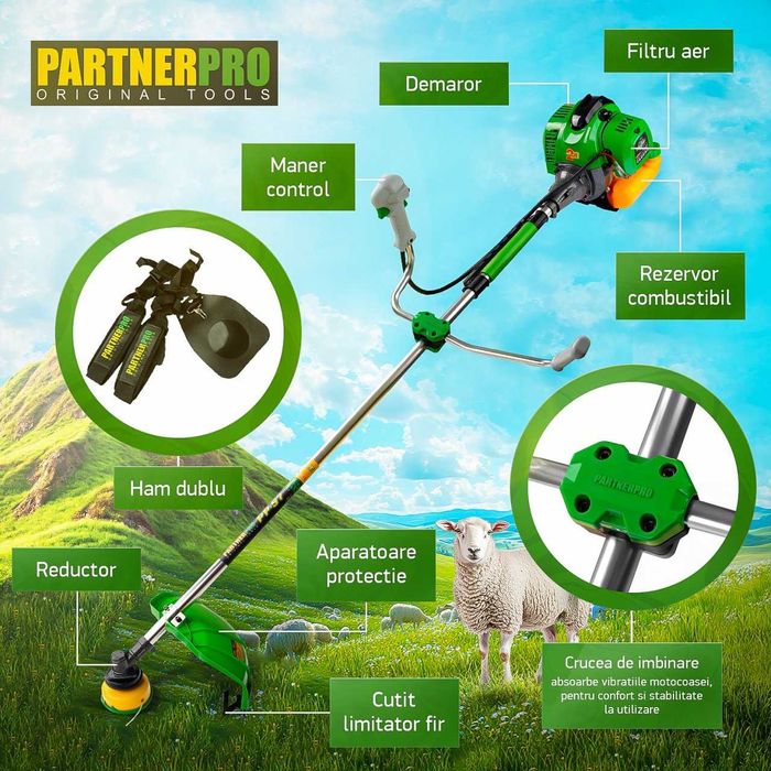 Motocoasa pe benzina PartnerPro PP57 , 6CP, 52CC, 2T