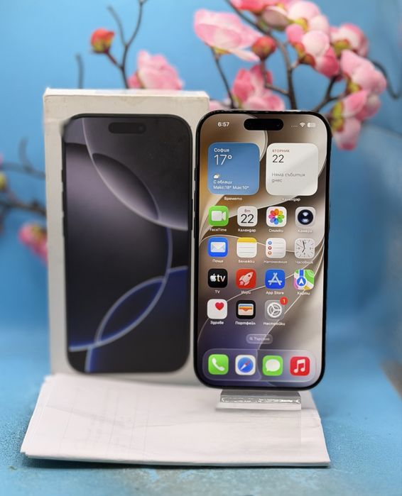 ГАРАНЦИОНЕН!!! Apple iPhone 16 Pro, 128GB, 5G, Black Titanium